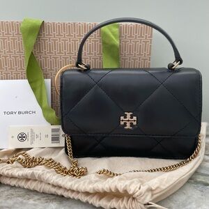Tory Burch Kira Pave Black Quilted Crossbody Bag